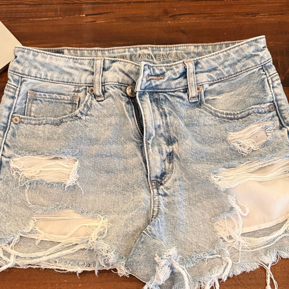 American Eagle Outfitters Light Wash Distressed Denim Cutoff Shorts